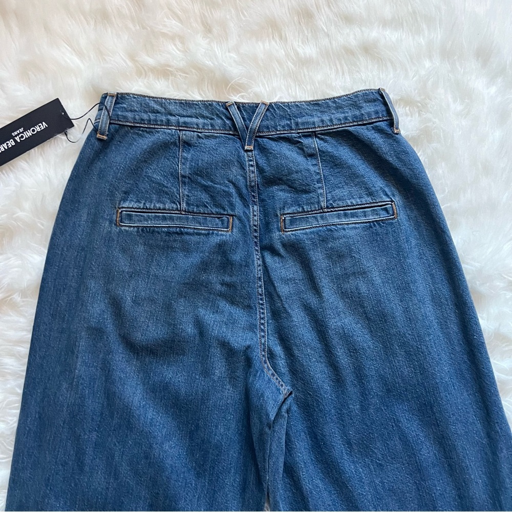 New! VERONICA BEARD Mia Pleated High Waist Wide Leg Jeans - Picture 9 of 11